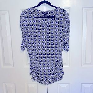 Alfani Top w/ Ruched 1/2 Sleeves & Gathering at Hips for a Fitted Look, Large